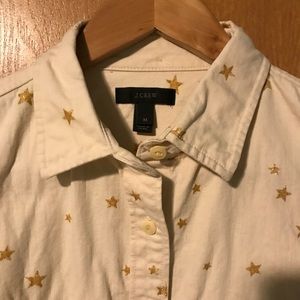J Crew Collection gold star ecru shirt